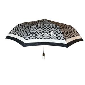 Vintage COACH Y2K Umbrella | Classic C Print | Black White Grey | Old Early ‘00s